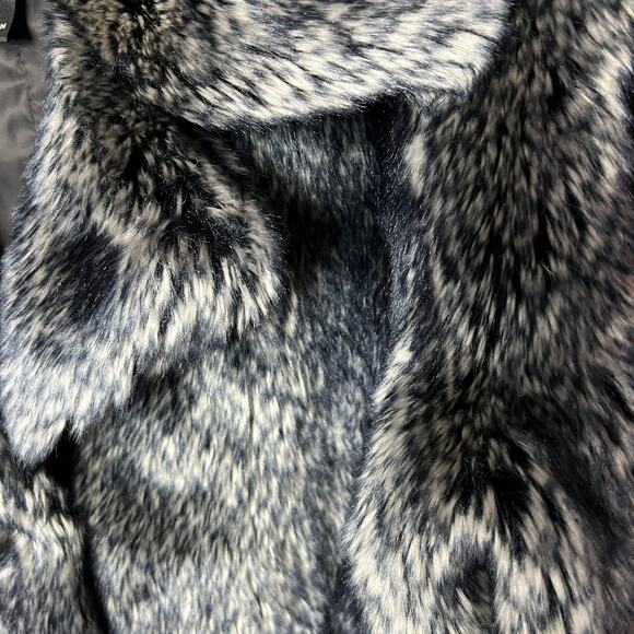 Mobwife Rampage Faux Fur Coat Y2K 90s Glam Quiet Luxury L Women Blue Gray Black - Picture 6 of 13